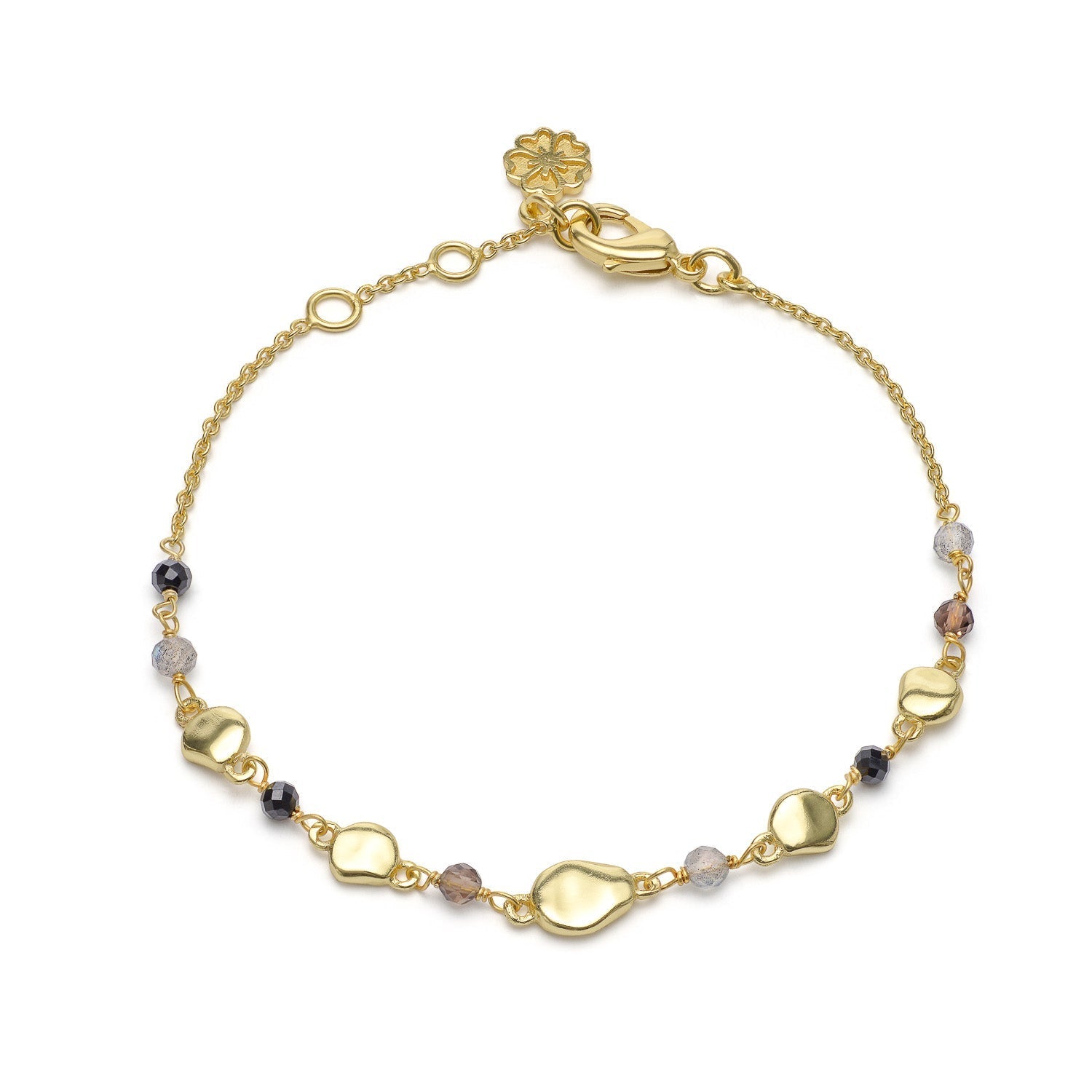 Sofia Nugget Bracelet Black Onyx, Smoky Quartz & Labradorite Azuni London