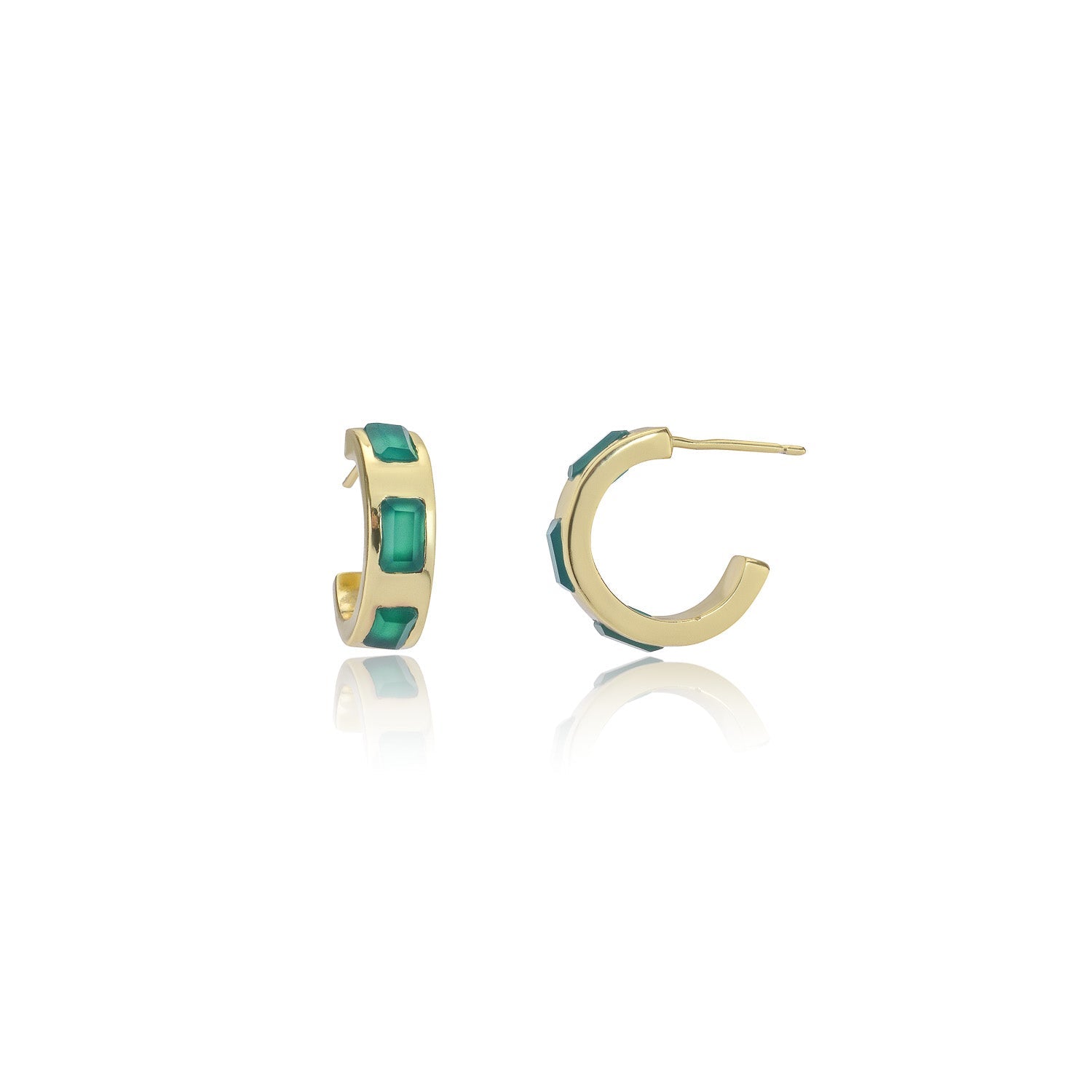 Cora Chunky Huggie Hoops Green Onyx Azuni London