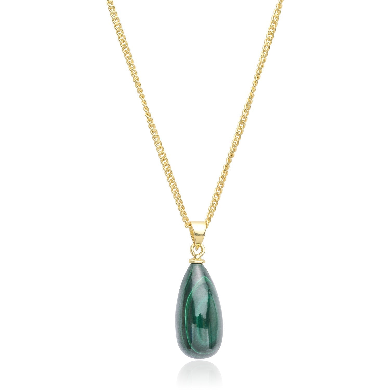 Hera Polished Stone Pendant Necklace Malachite Azuni London