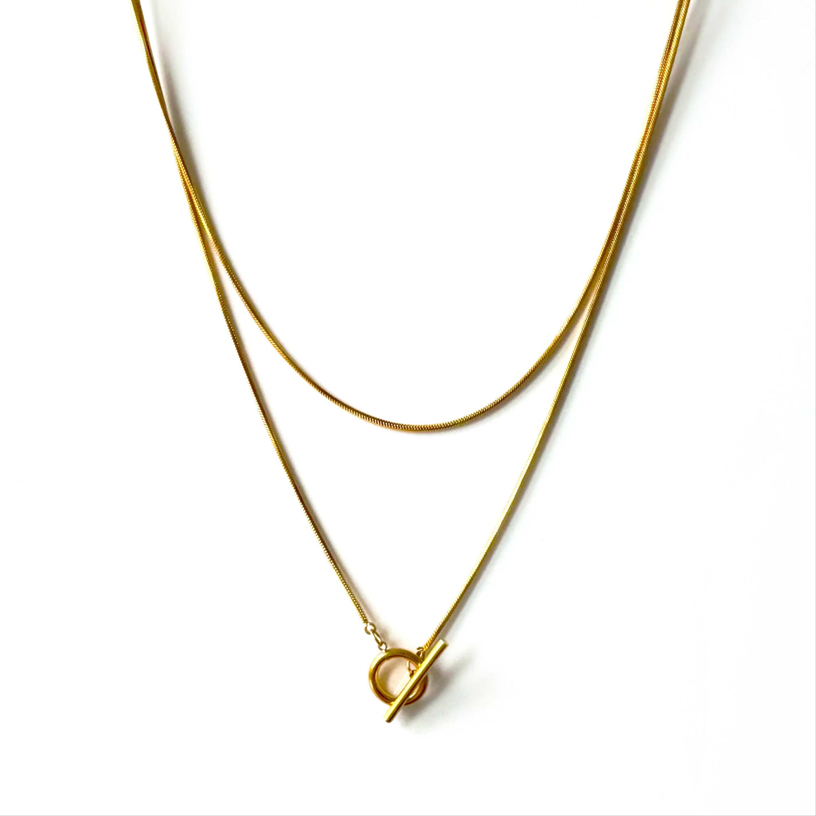 Matilda Luxe 18k Gold Plated Wraparound T Bar Necklace LUXE TONES