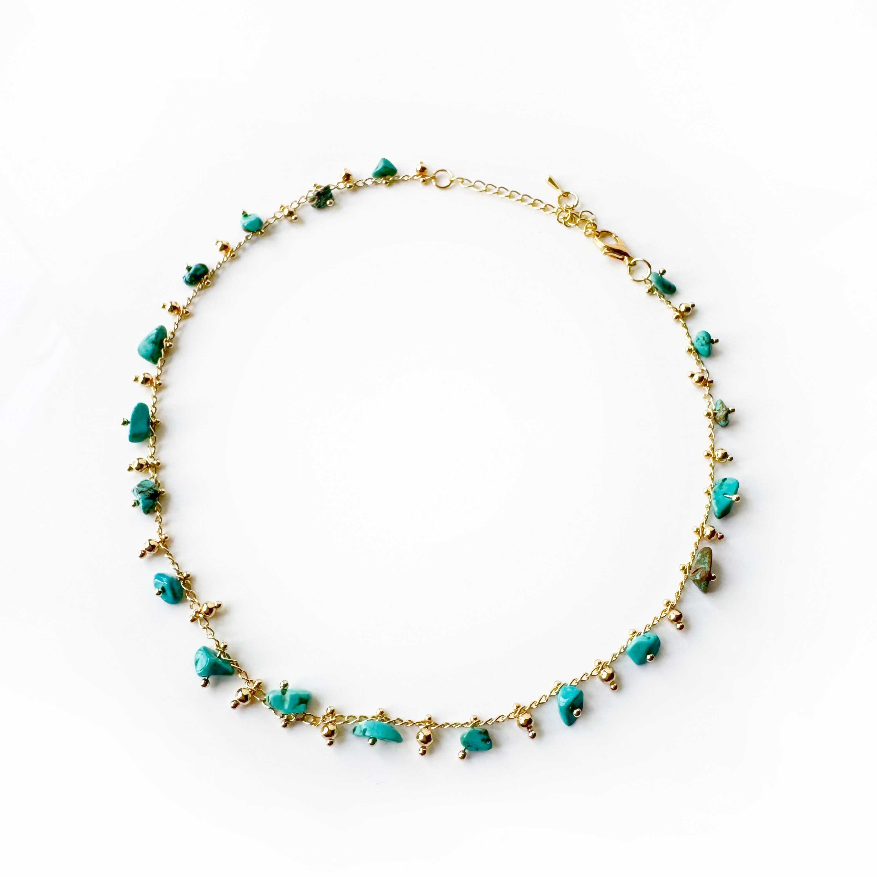 Sirana Green and Turquoise Beaded Choker Necklace LUXE TONES