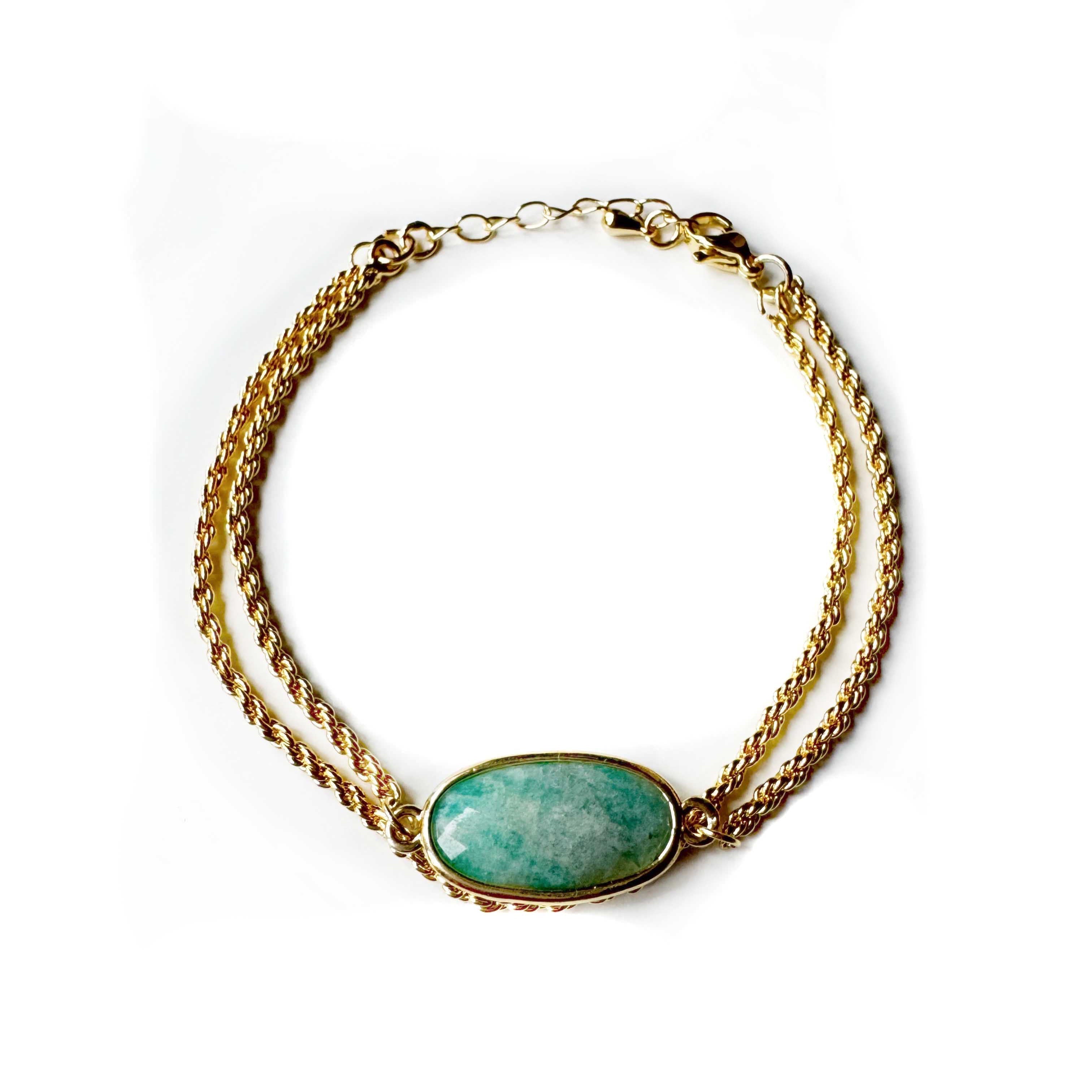 Roxy Luxe 18k Gold Plated Amazonite Crystal Bracelet LUXE TONES