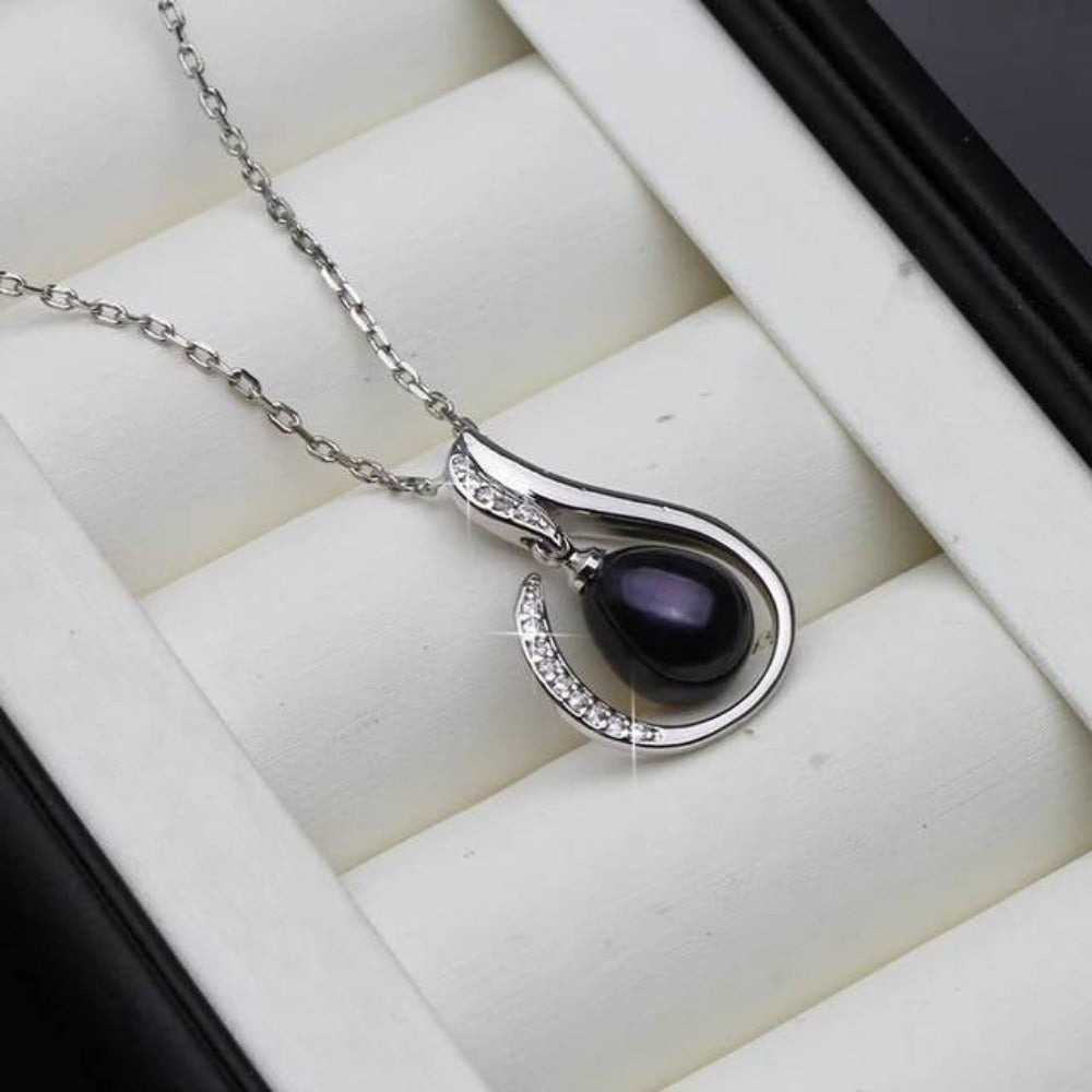 Designer Simulated Diamond and Freshwater Pearl Teardrop Necklace BIJ`OR