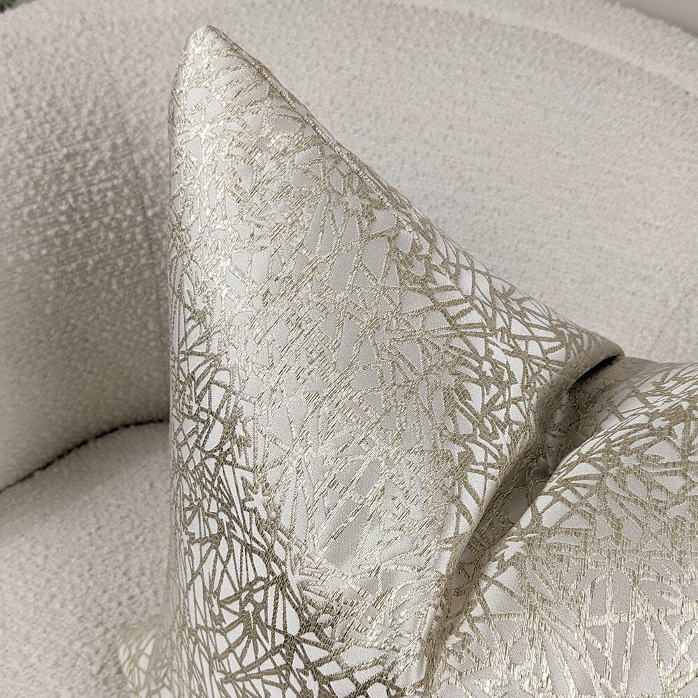 Arya Cream & Gold Geometric Print Cushion - 50x50cm - Rosey's Creations