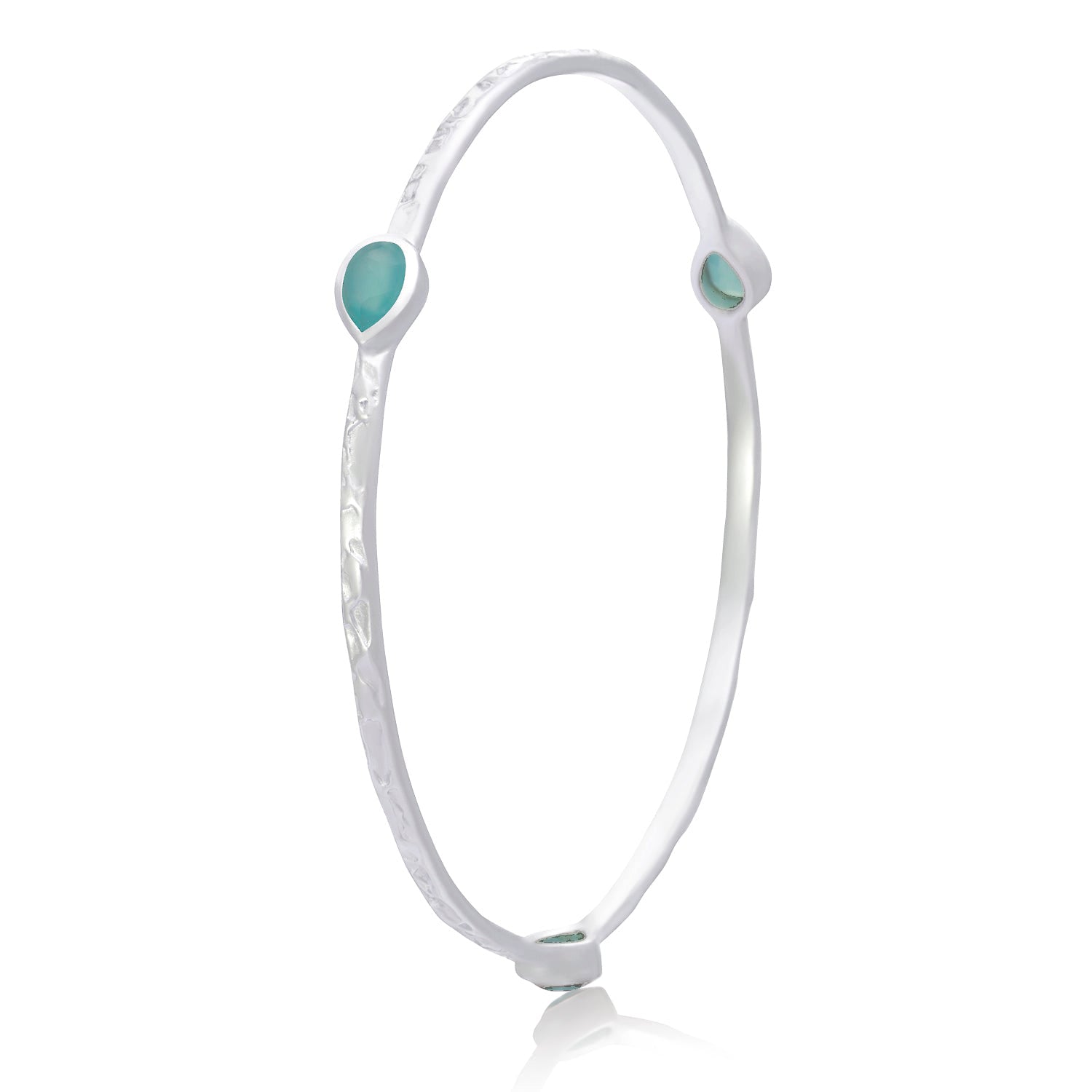 Simi Three Stone Stacking Bangle: Silver Pariba Onyx Azuni London