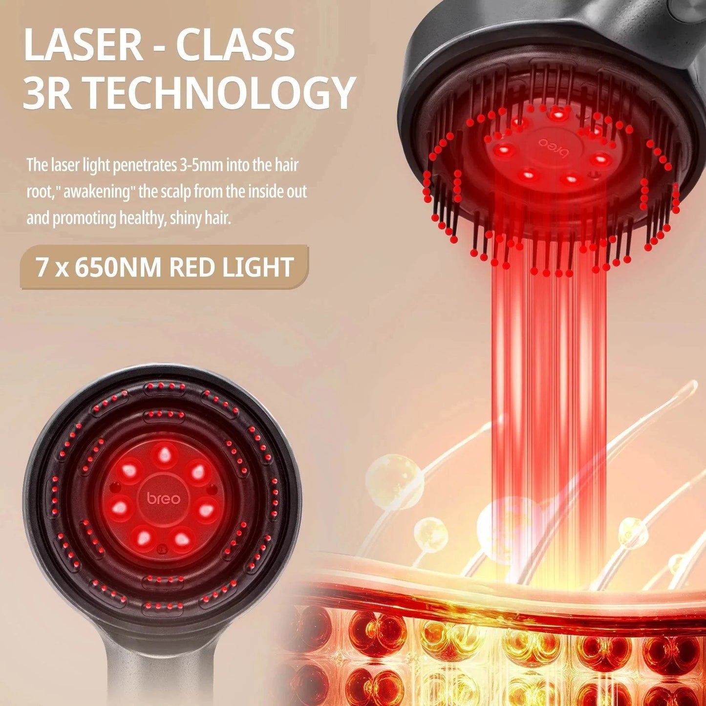 Breo LumiHeal Pro Hair Growth Massager - FDA - Cleared Low - Level Laser Therapy Scalp Massager with 72 Massage Bristles for Thinning Hair - Rosey's Creations