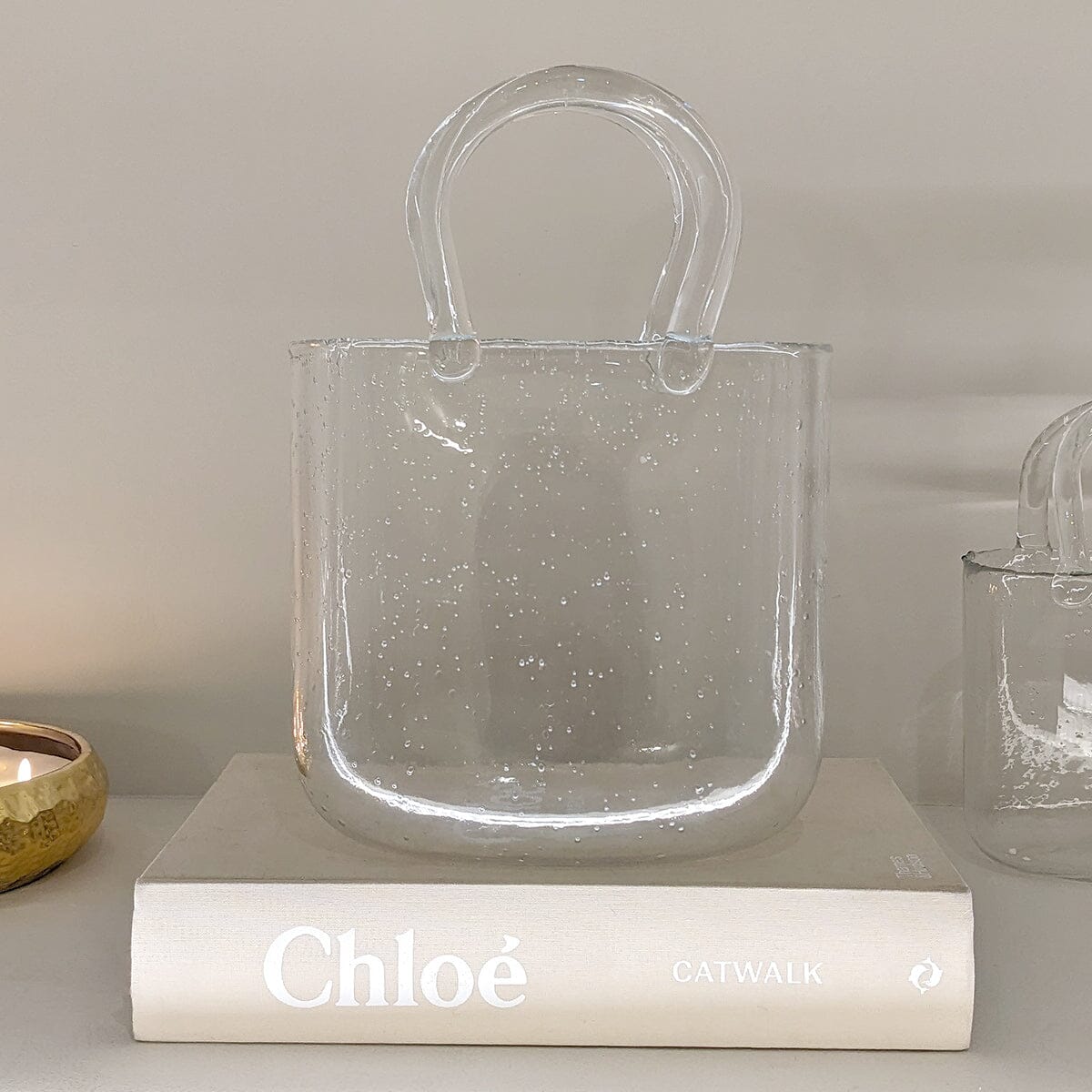 Carina Bubbled Glass Decorative Handbag Vase.