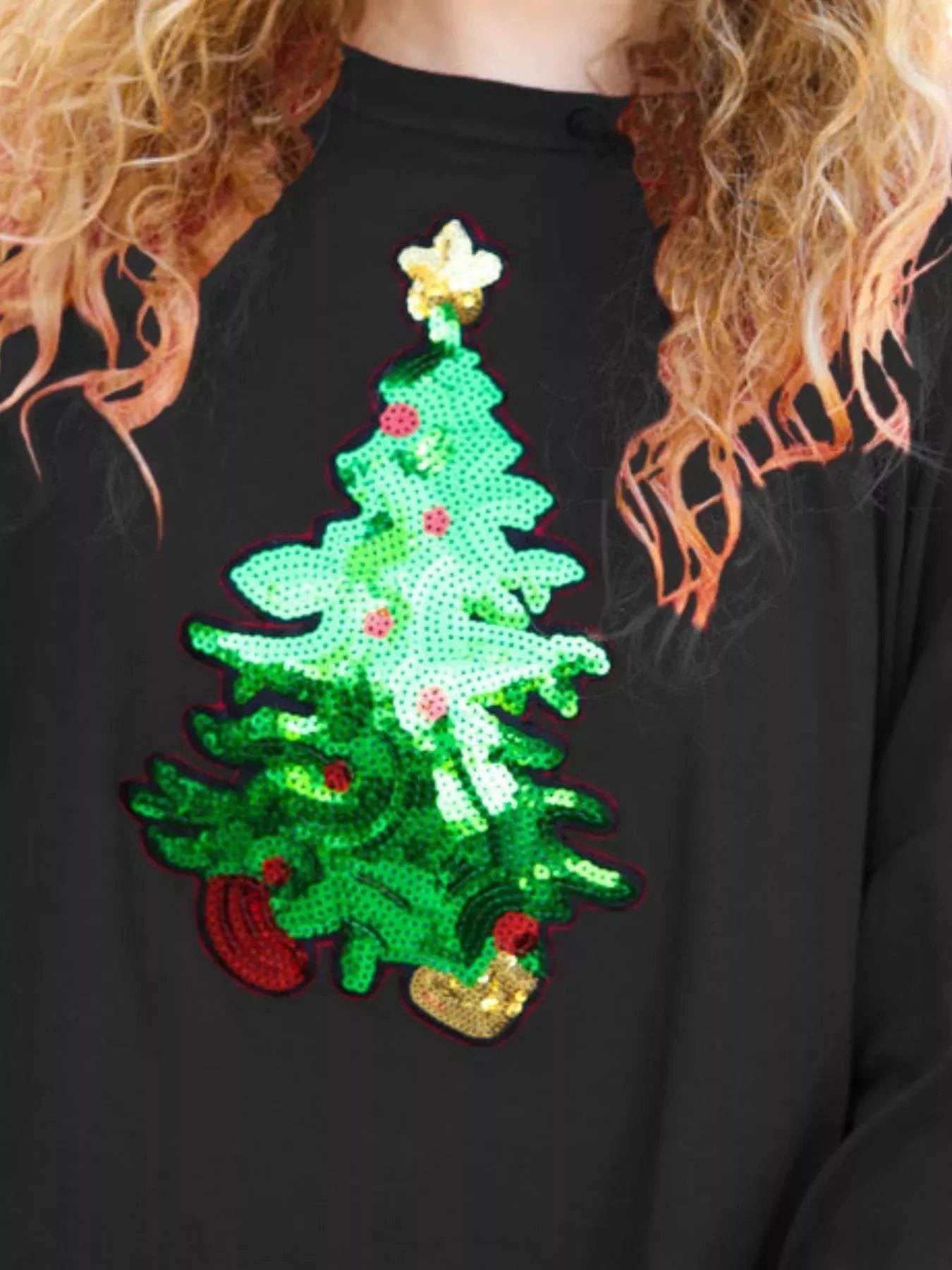 Christmas Tree Sequin Long Sleeve Sweatshirt - Rosey's Creations