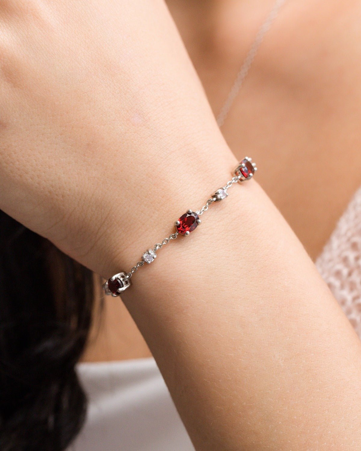 Complete Set - Garnet Jewellery Set in Sterling Silver.