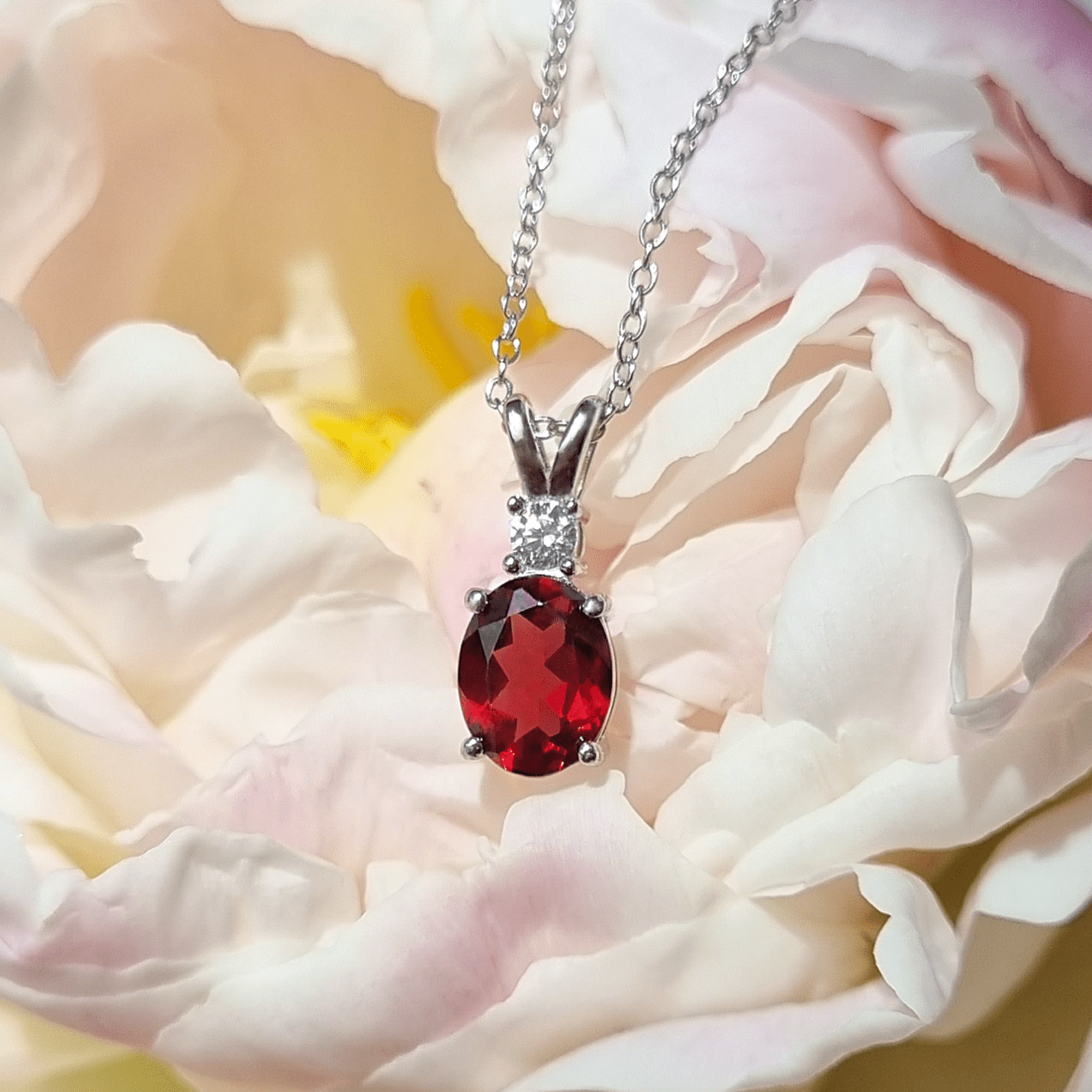 Complete Set - Garnet Jewellery Set in Sterling Silver.