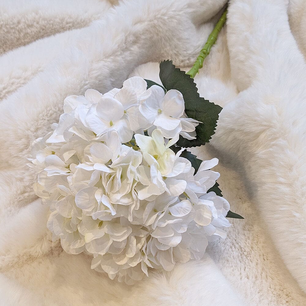 Cream Faux Hydrangea Single Stem Flower.