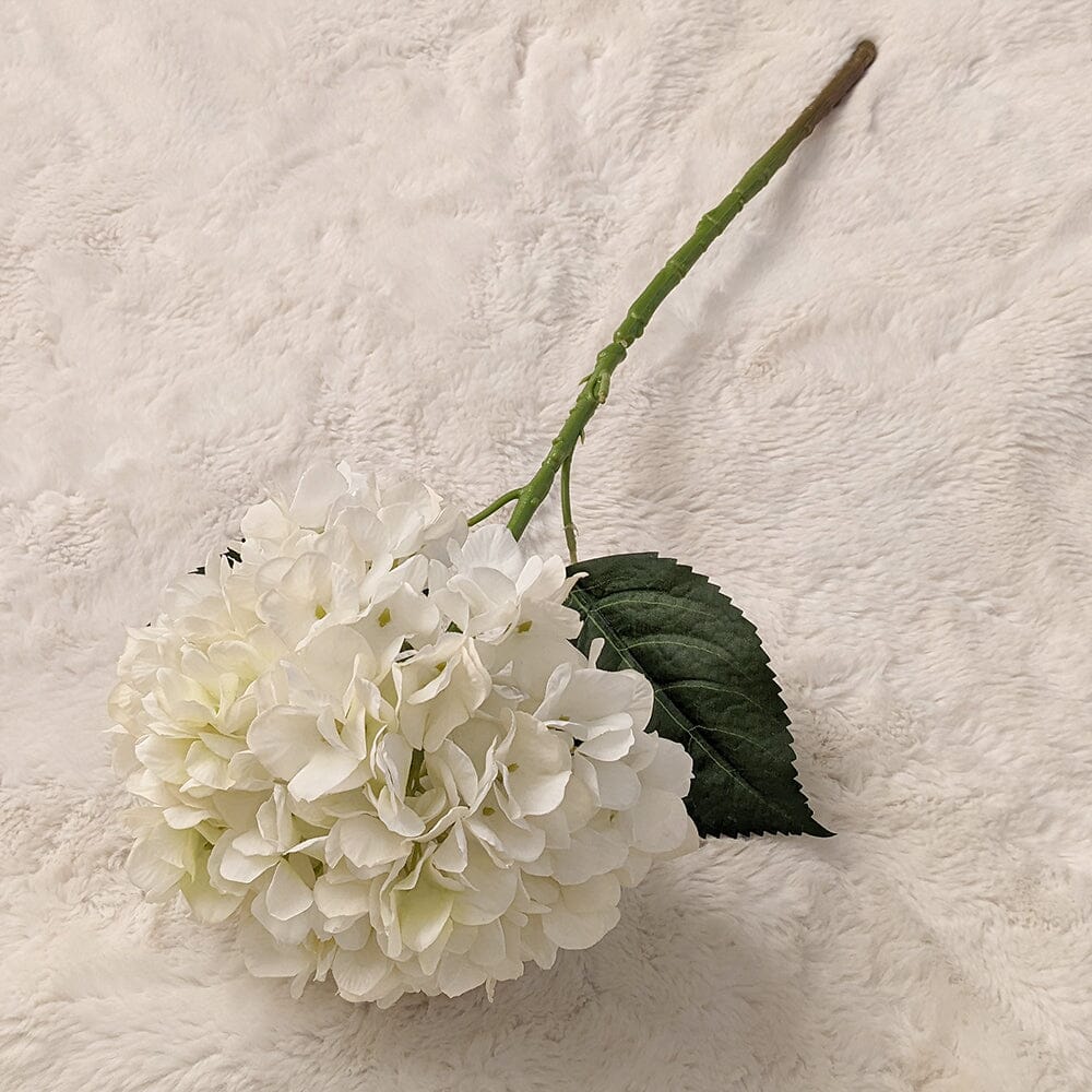 Cream Faux Hydrangea Single Stem Flower.