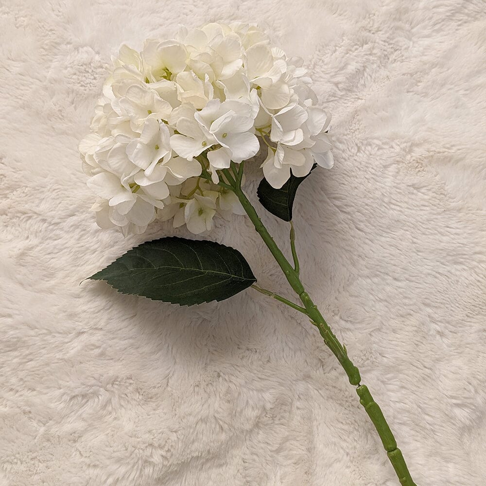 Cream Faux Hydrangea Single Stem Flower.