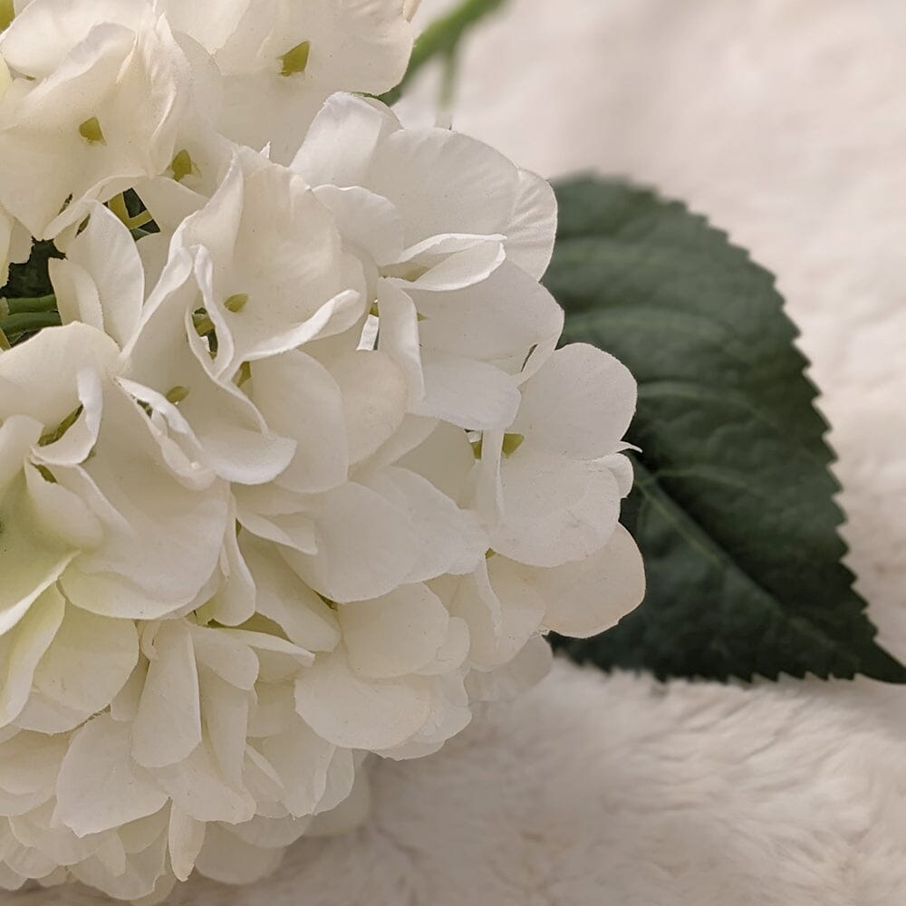 Cream Faux Hydrangea Single Stem Flower.