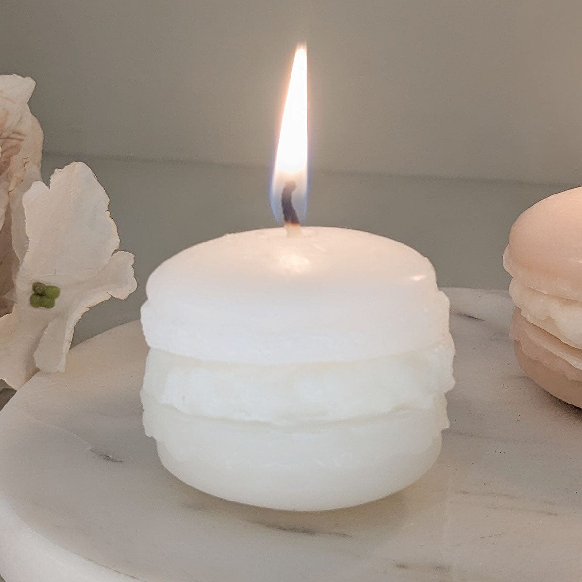 Cream Mini Macaron Decorative Candle.