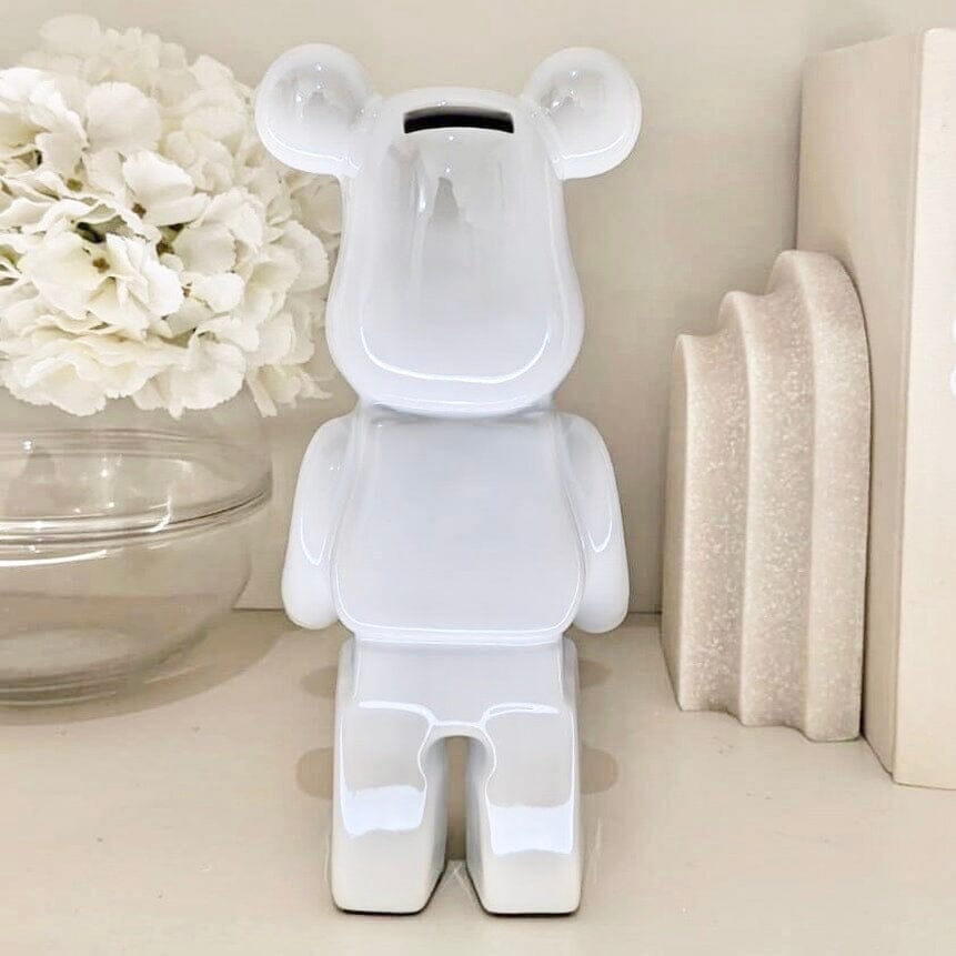 Cream Pearlescent Standing Bear Ornament.