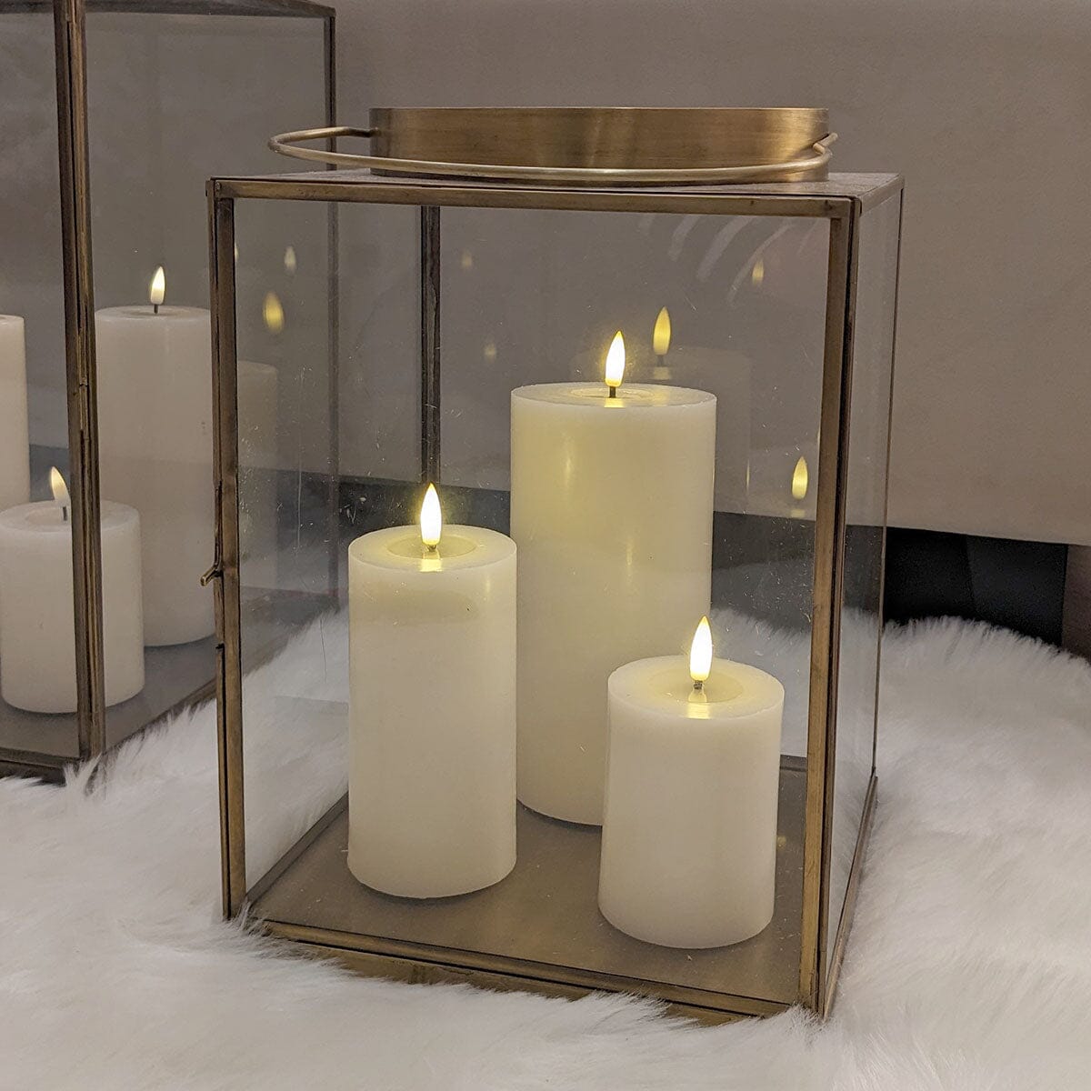 Cream Realistic LED Candles - Set of 3.