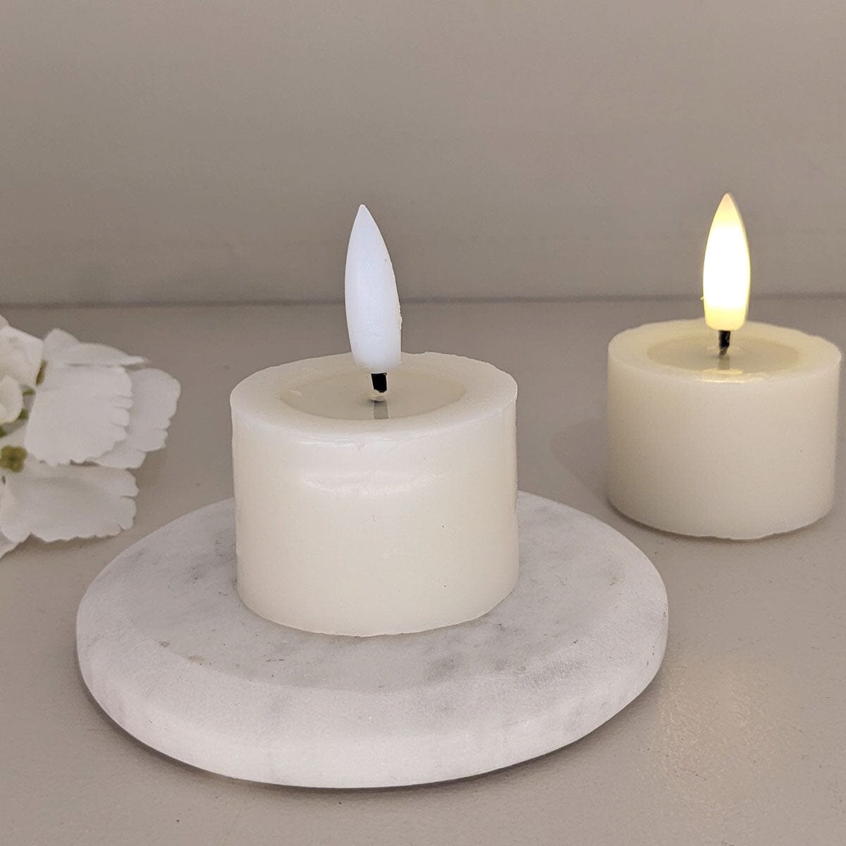 Cream Realistic LED Tealights - Set of 2.