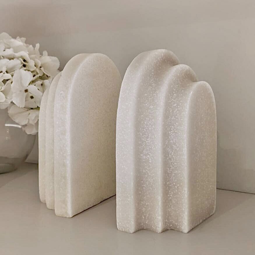 Delaney White Marble Effect Set of 2 Bookends - Rosey's Creations