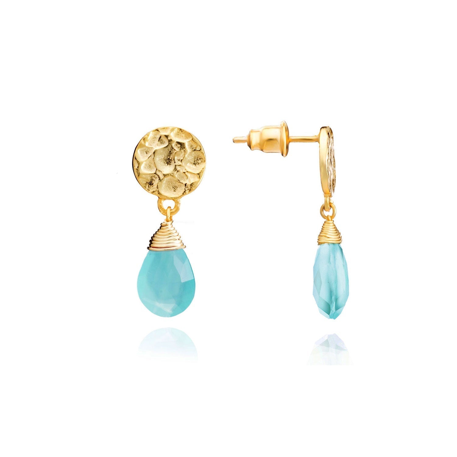 Classic Athena Drop Earrings: Aqua Pariba Onyx Azuni London