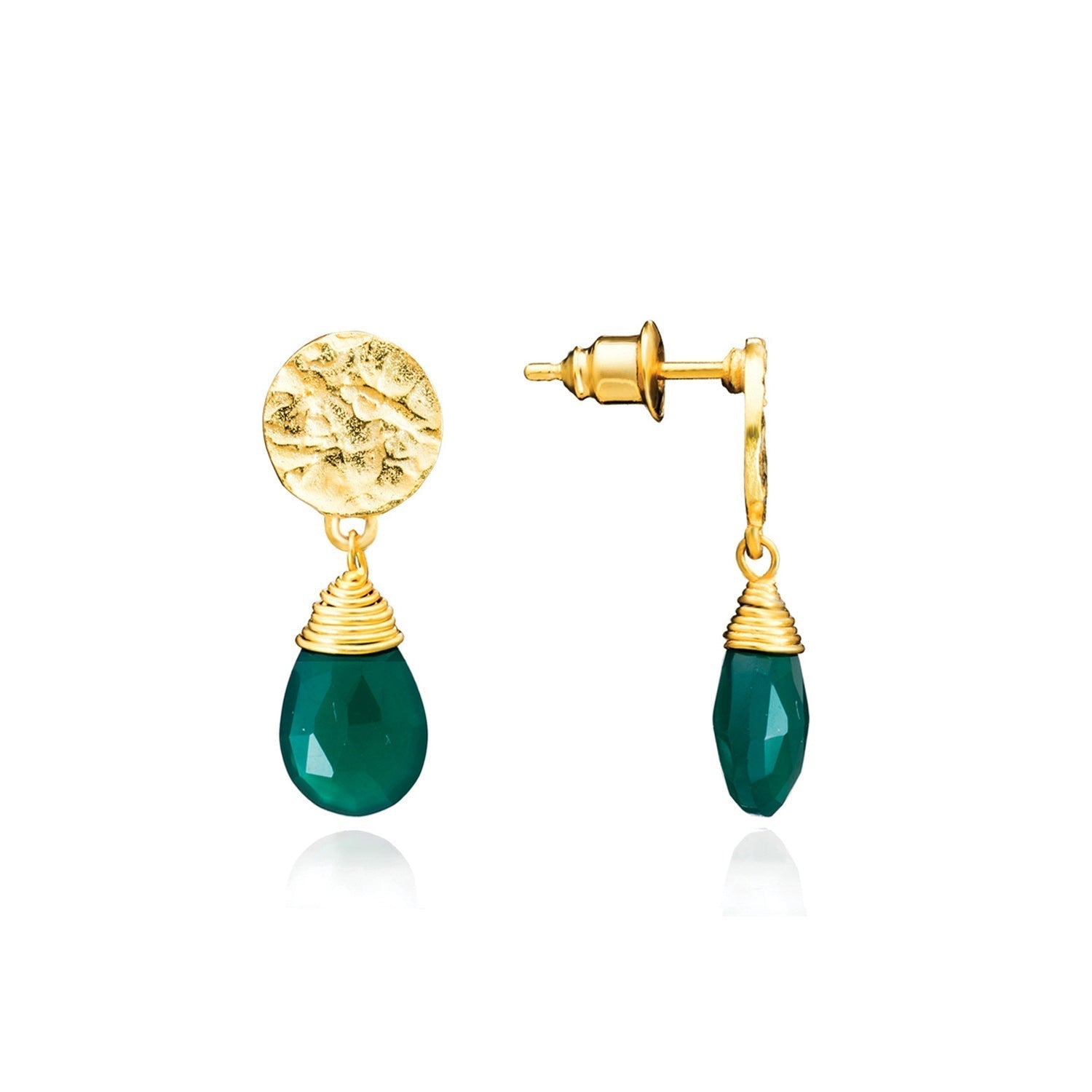 Classic Athena Drop Earrings: Green Onyx Azuni London