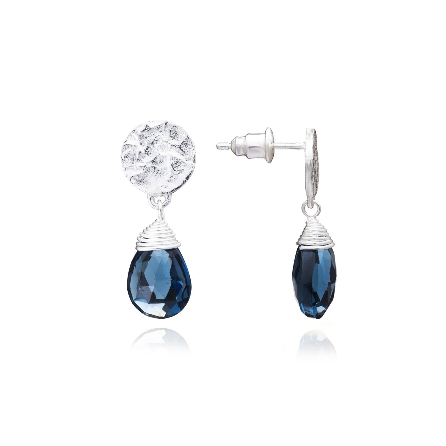 Classic Athena Drop Earrings: Silver Iolite Azuni London