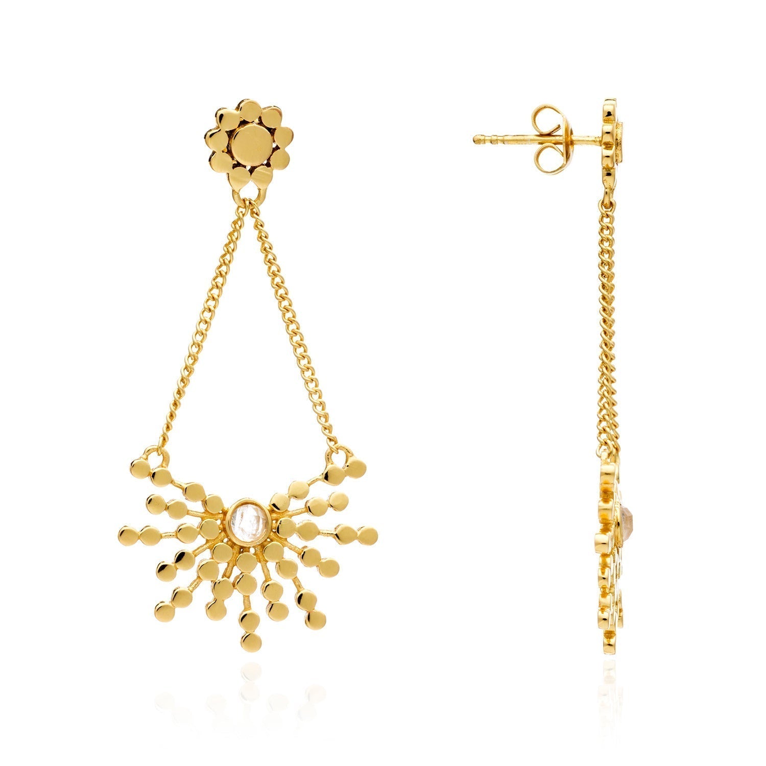 Etrusca Radiating Bead Stud Earrings: Rose Quartz Azuni London