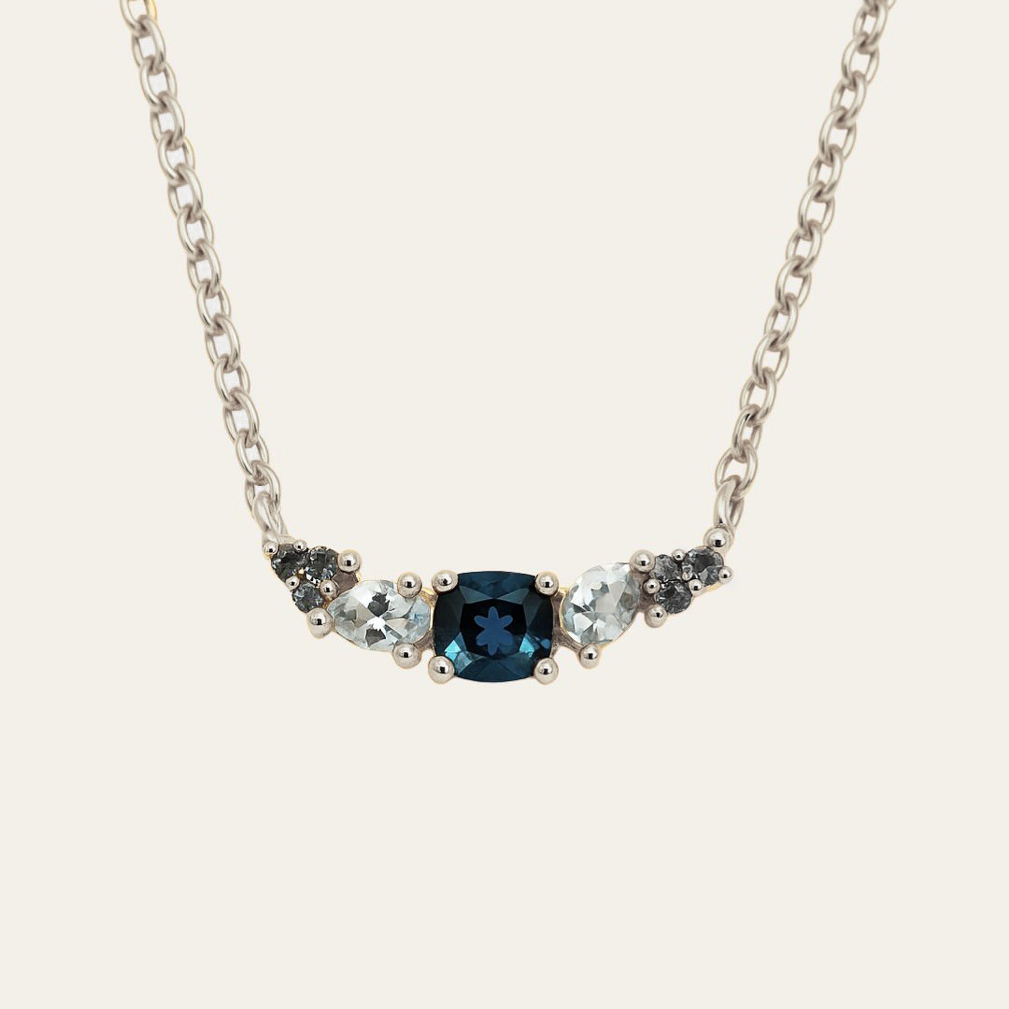 Elegant Topaz Cluster Silver Necklace - Zaria Dainty London