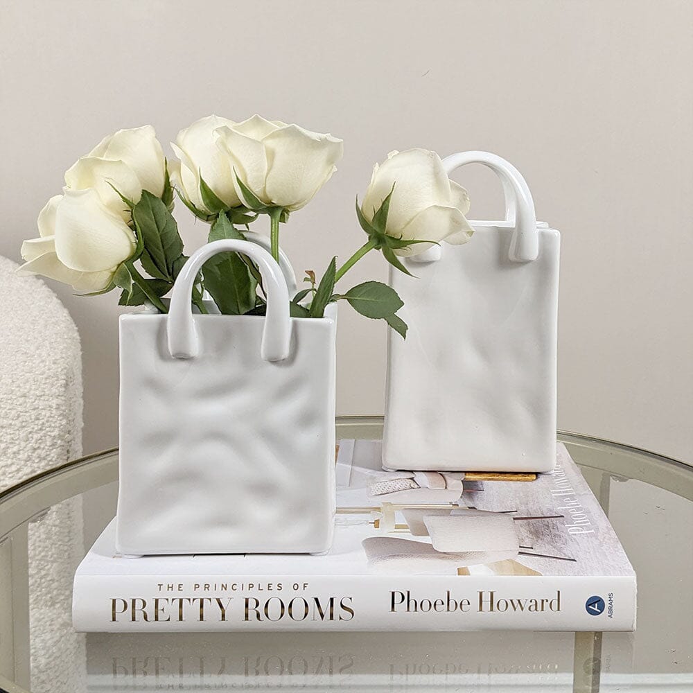 Elise Mini White Handbag Decorative Vase - Rosey's Creations