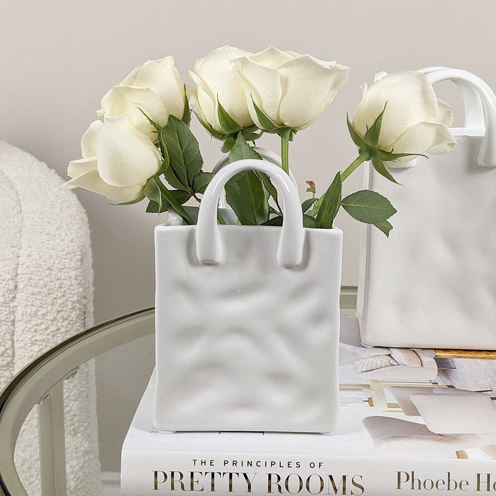 Elise Mini White Handbag Decorative Vase - Rosey's Creations