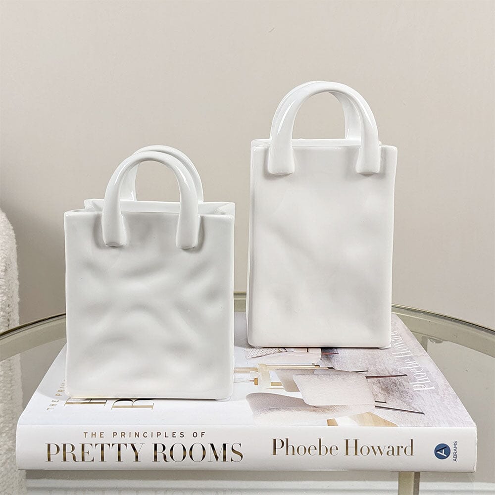 Elise Mini White Handbag Decorative Vase - Rosey's Creations