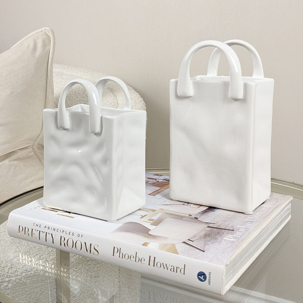 Elise White Handbag Decorative Vase - Rosey's Creations