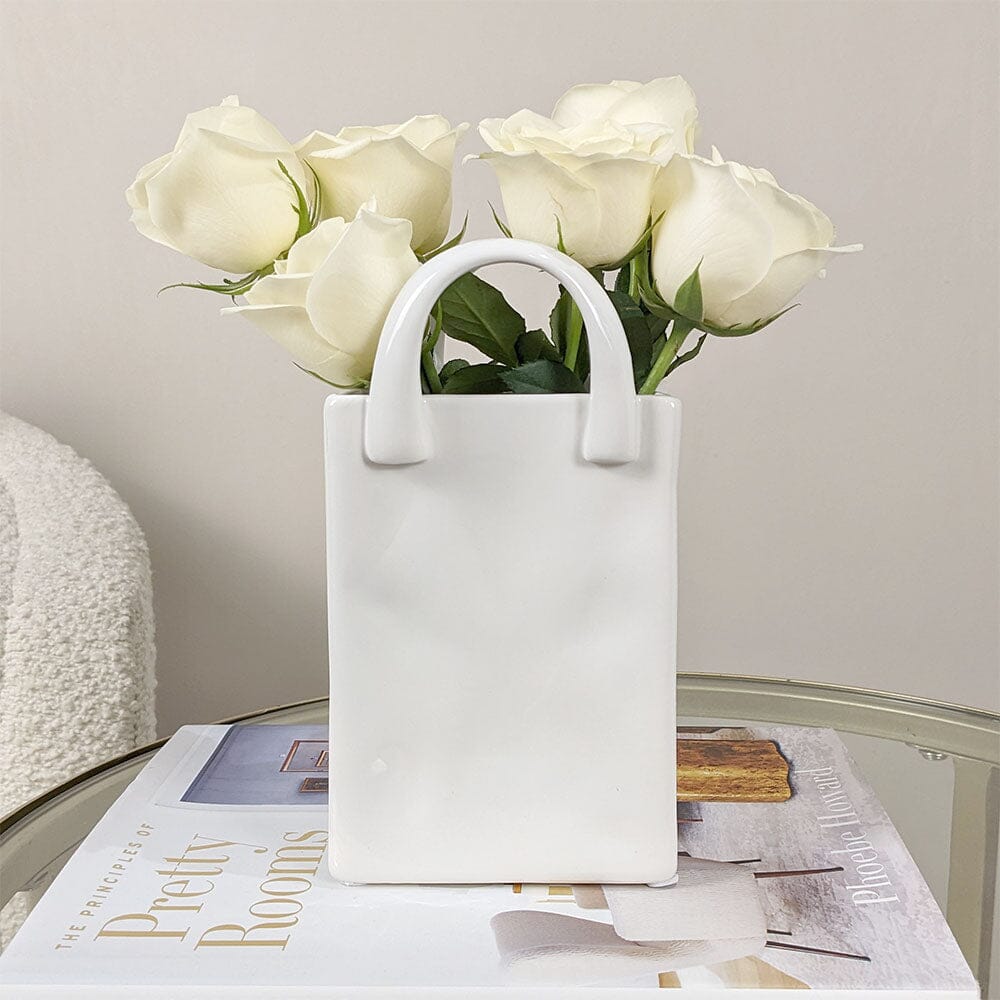 Elise White Handbag Decorative Vase - Rosey's Creations
