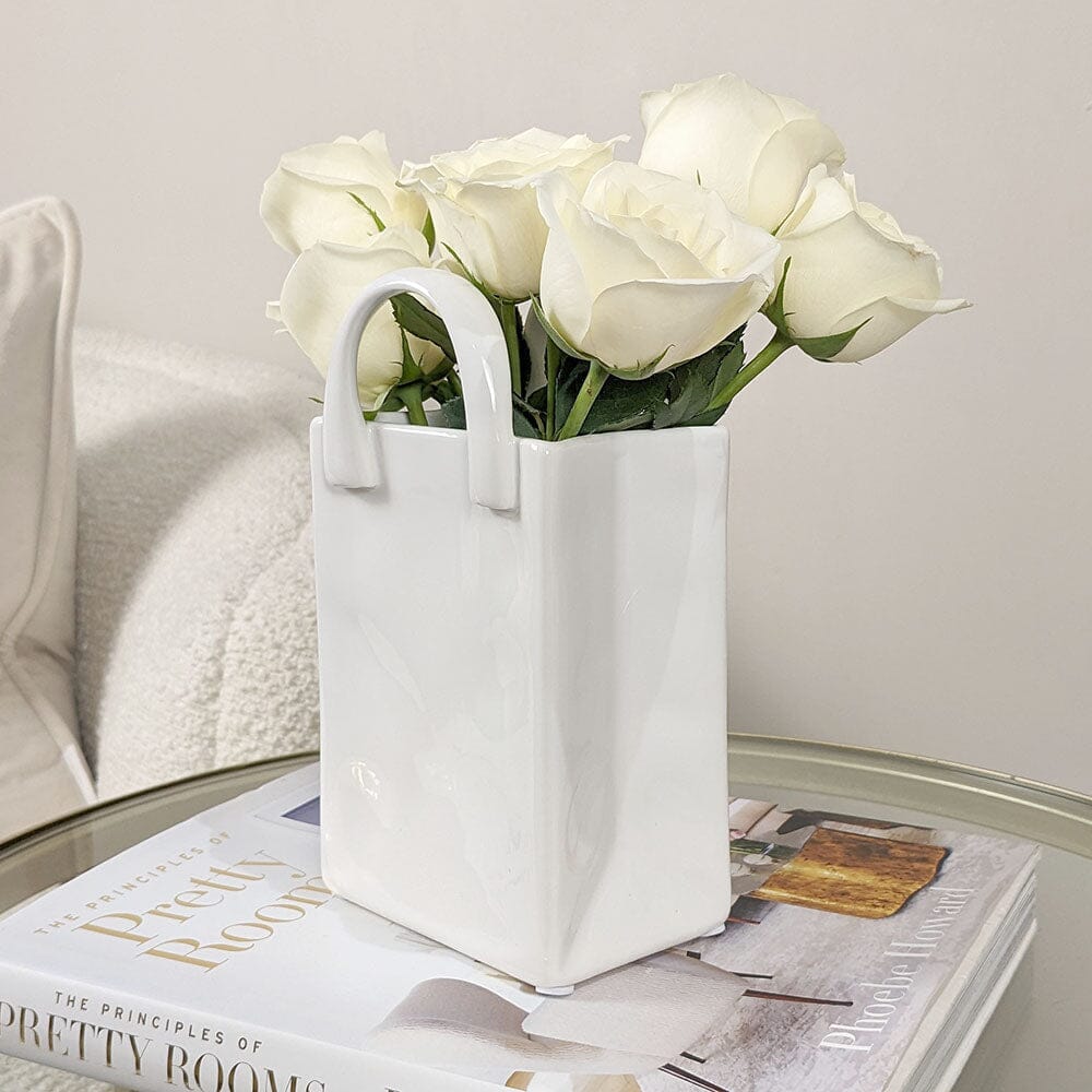 Elise White Handbag Decorative Vase - Rosey's Creations