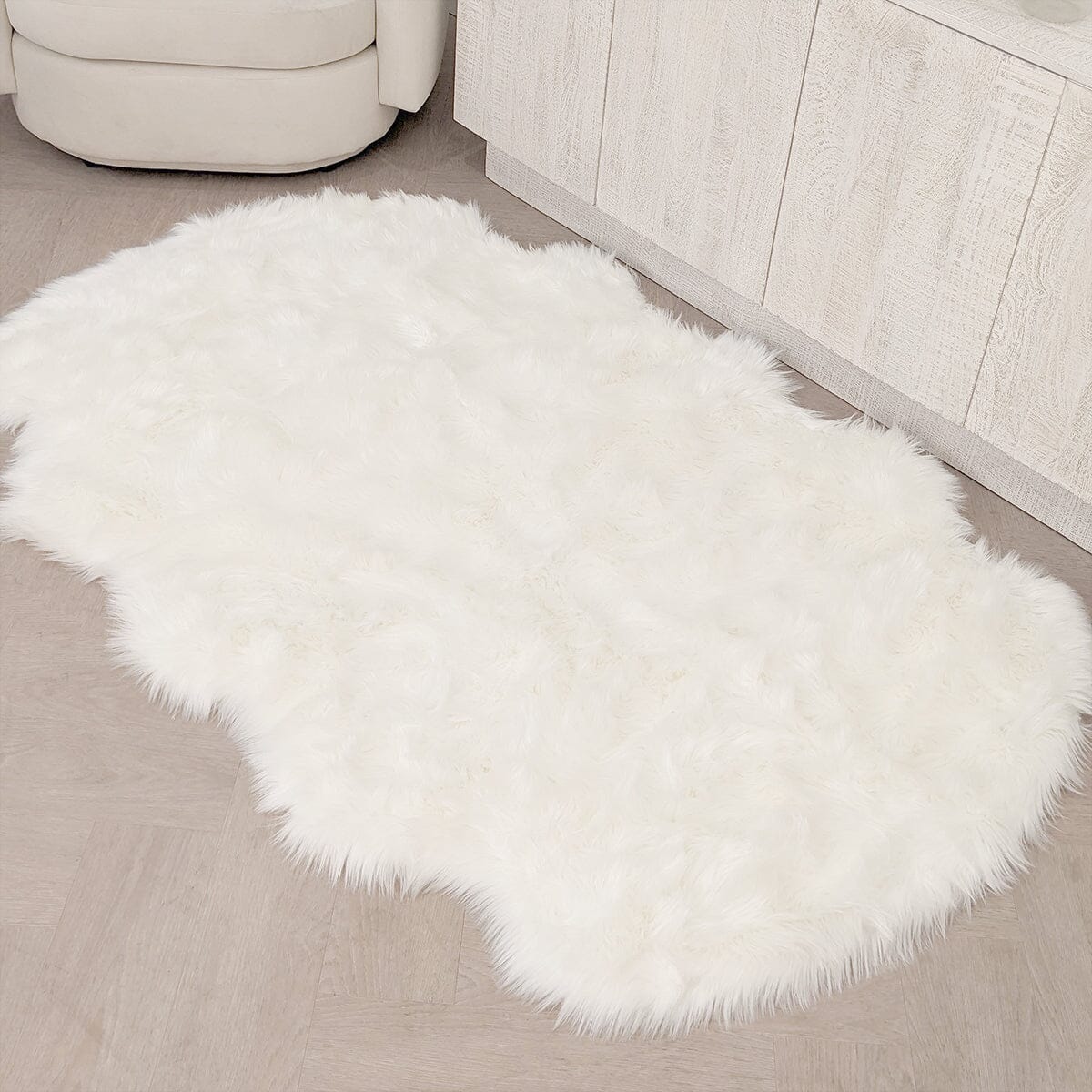 Elle Large Faux Fur White Hide Rug - 120x180cm - Rosey's Creations