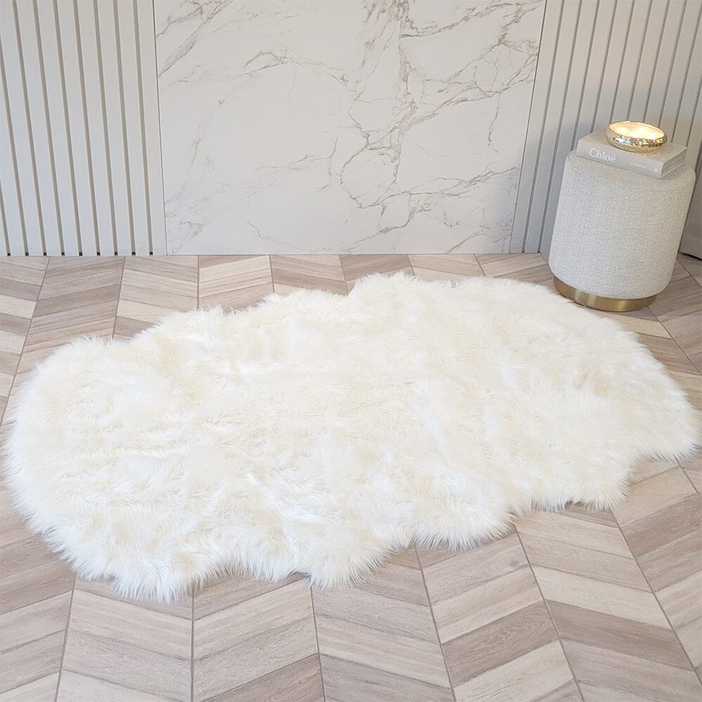Elle Large Faux Fur White Hide Rug - 120x180cm - Rosey's Creations