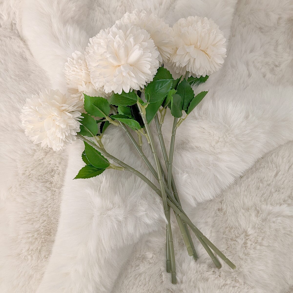 Faux Cream Chrysanthemum Bunch of 6 Florals - Rosey's Creations