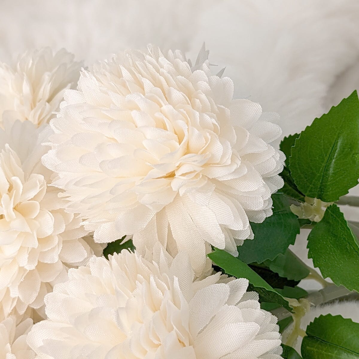 Faux Cream Chrysanthemum Bunch of 6 Florals - Rosey's Creations
