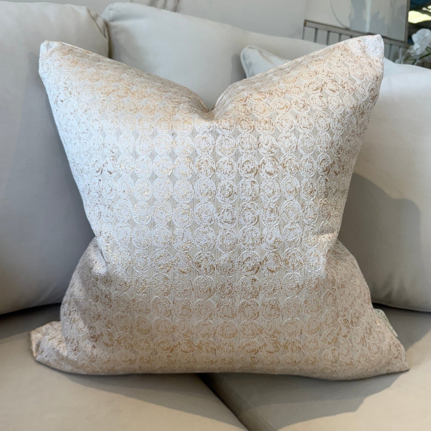 Frankie Gold Metallic Geometric Cushion - 50x50cm - Rosey's Creations