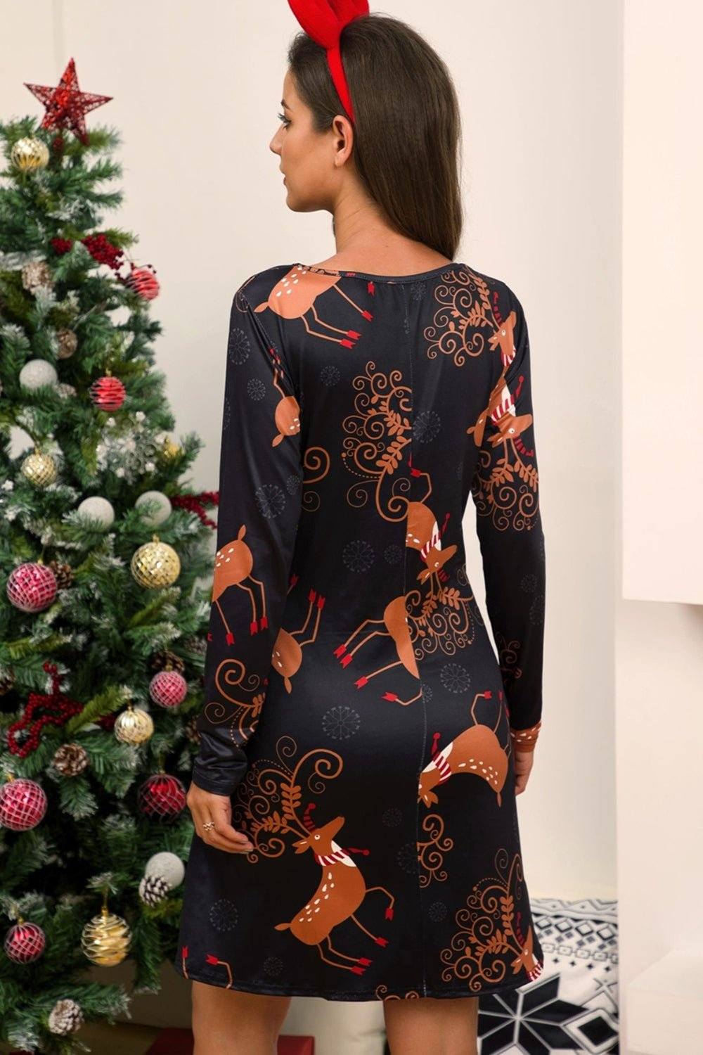 Full Size Christmas Long Sleeve Dress.