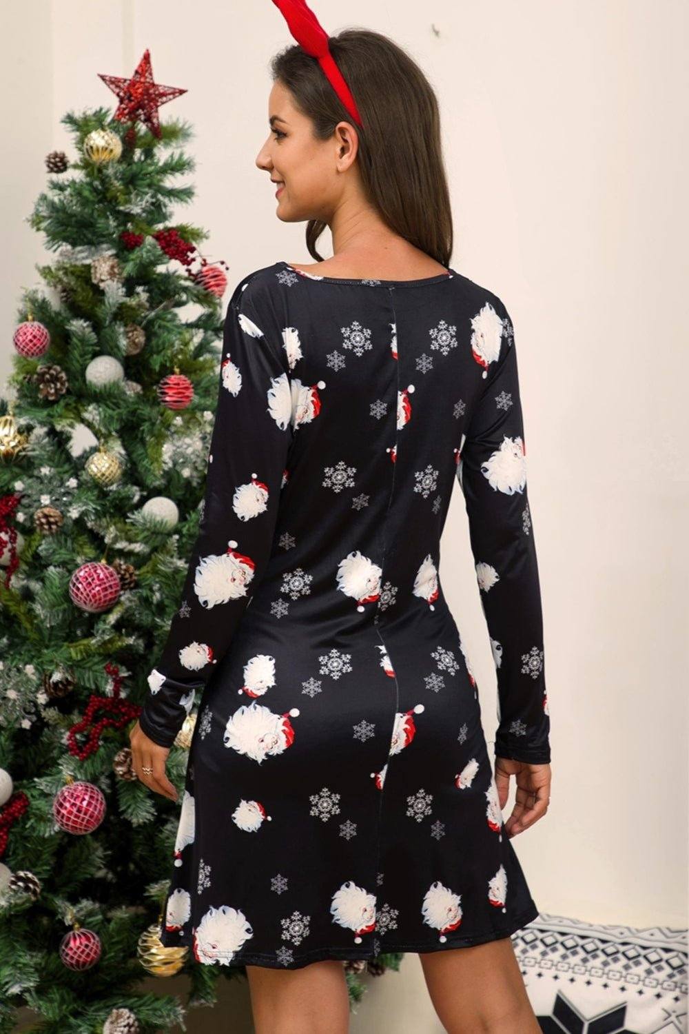 Full Size Christmas Long Sleeve Dress.