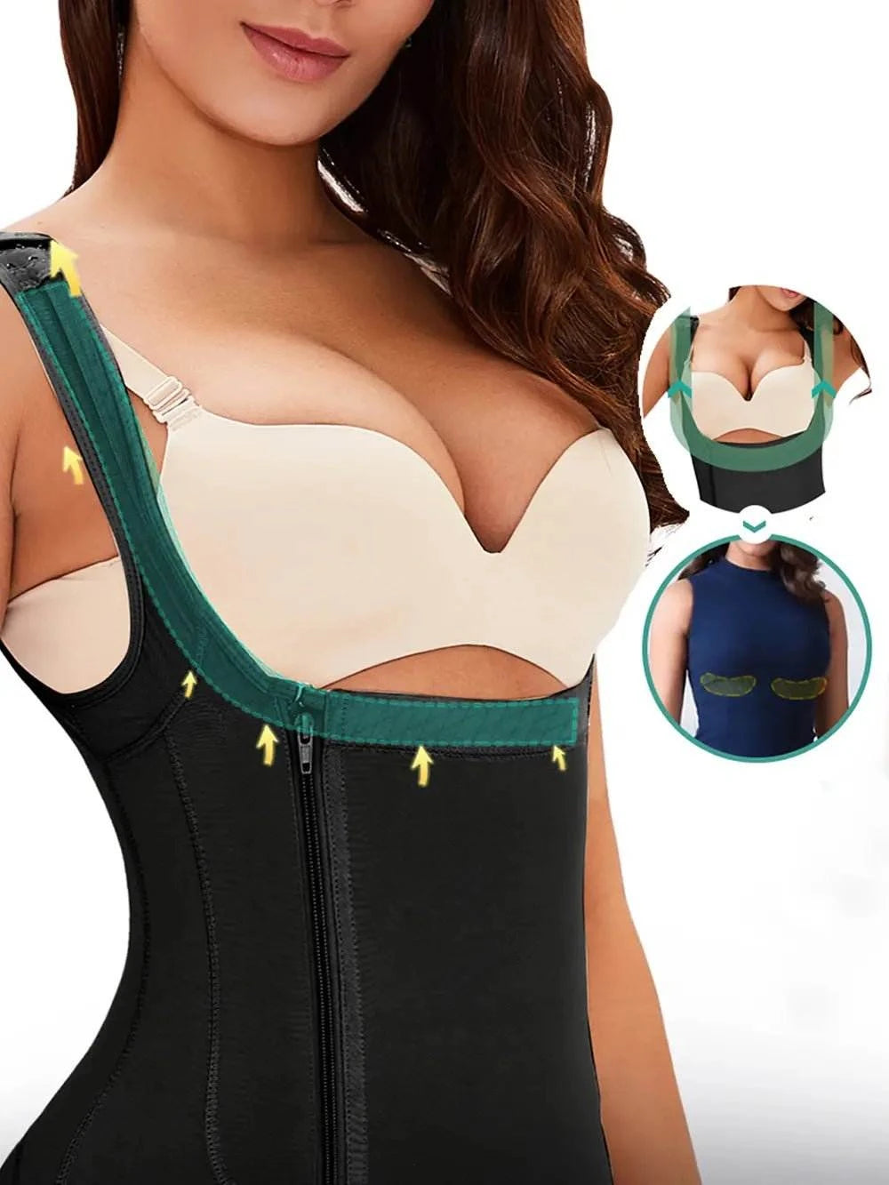 Full Size Side Zip Up Wide Strap Shapewear - Rosey's Creations