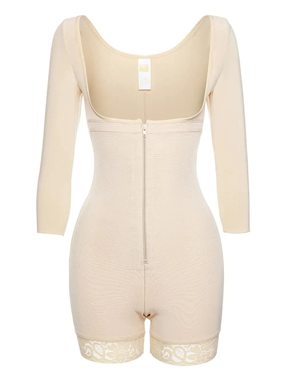 Full Size Zip Up Lace Detail Long Sleeve Shapewear - Rosey's Creations