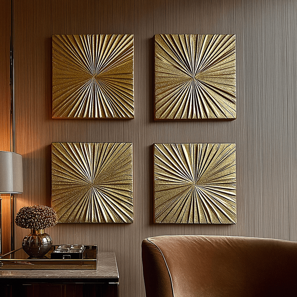 Gabriella Gold Textured Sunburst Wall Art - Set of 4 - Rosey's Creations