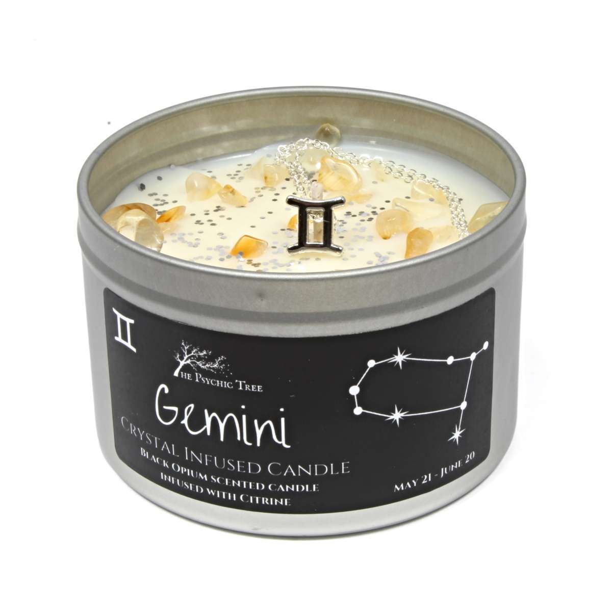 Gemini - Crystal & Jewellery Scented Zodiac Candle.