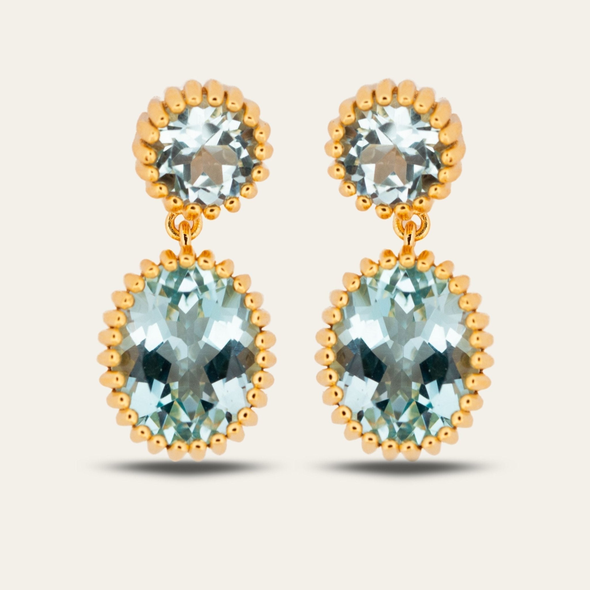 Gold Sky Blue Topaz Aurelia Earrings Dainty London