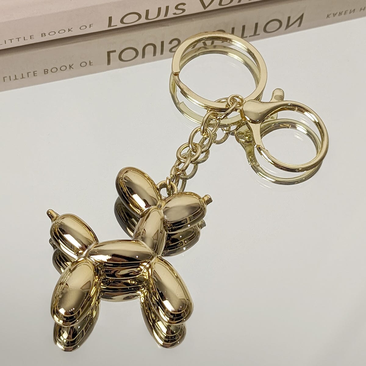 Gold Balloon Dog Keyring - Rosey's Creations