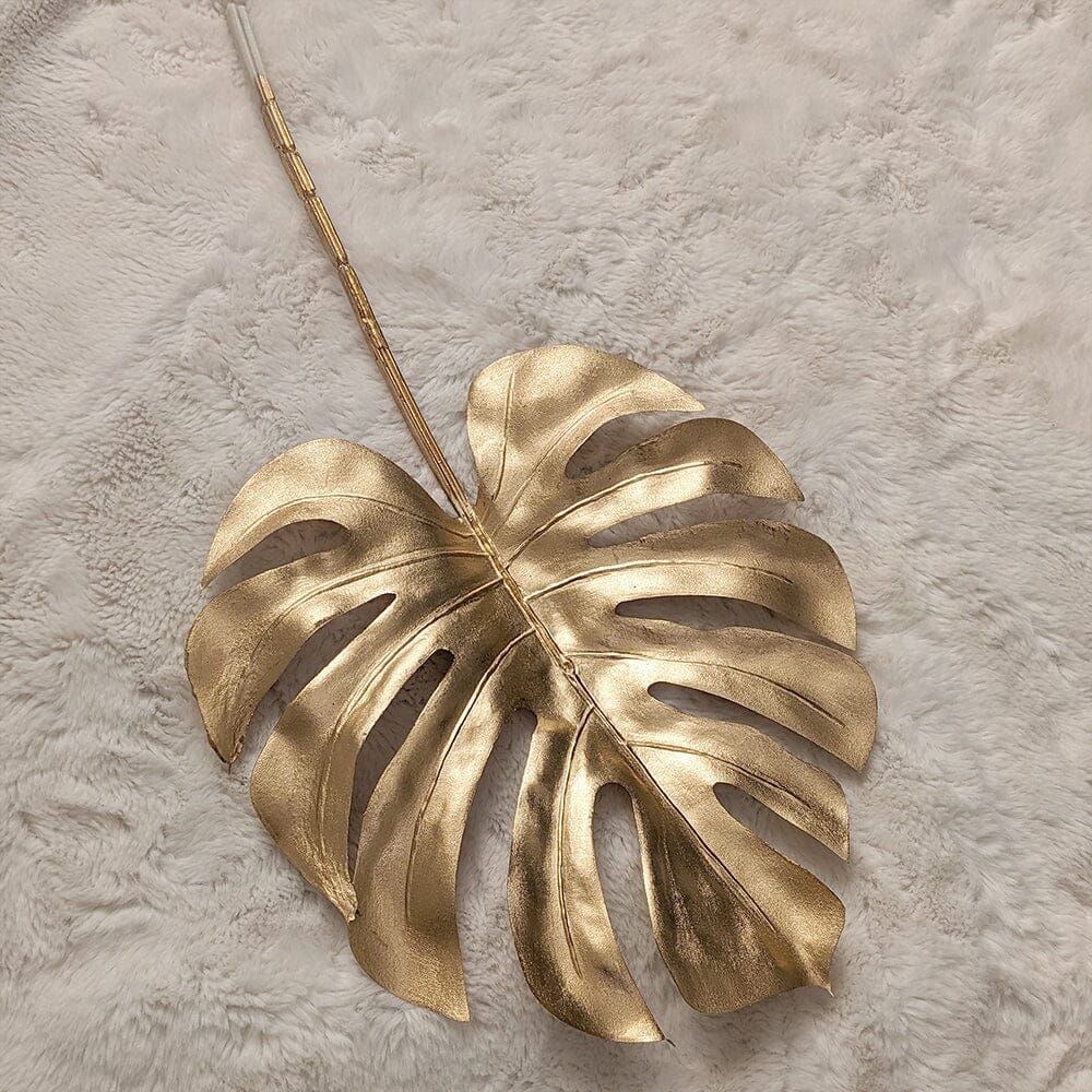 Gold Faux Cheese Plant Leaf Single Stem - Rosey's Creations