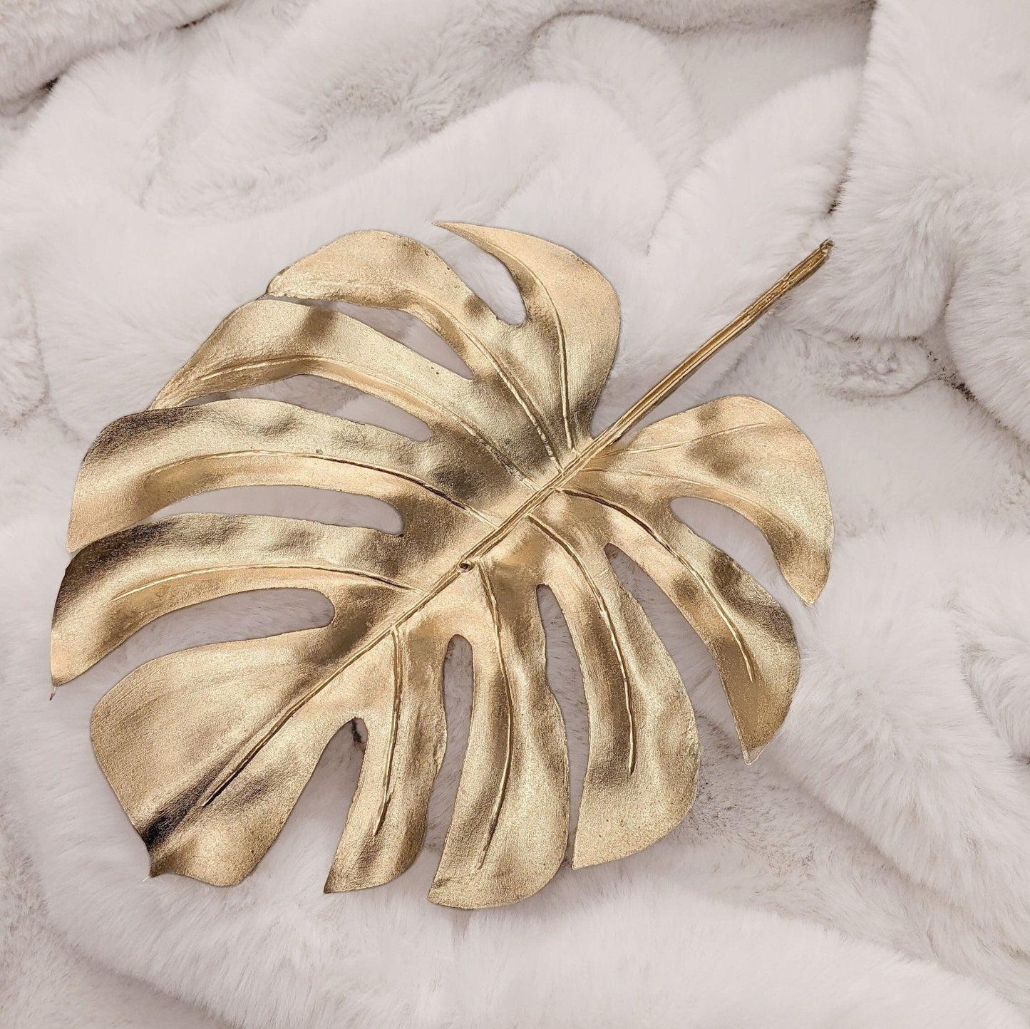 Gold Faux Cheese Plant Leaf Single Stem - Rosey's Creations