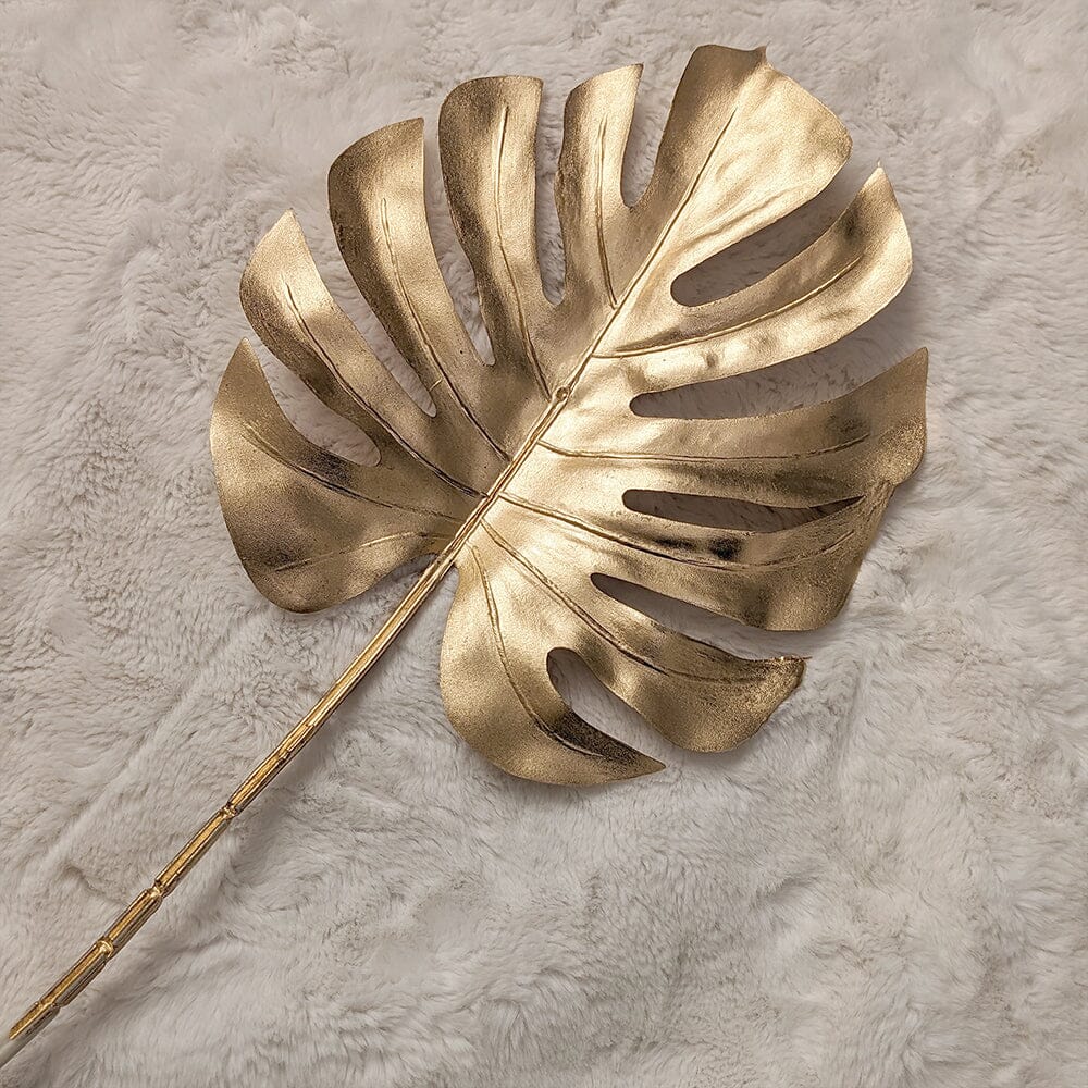 Gold Faux Cheese Plant Leaf Single Stem - Rosey's Creations